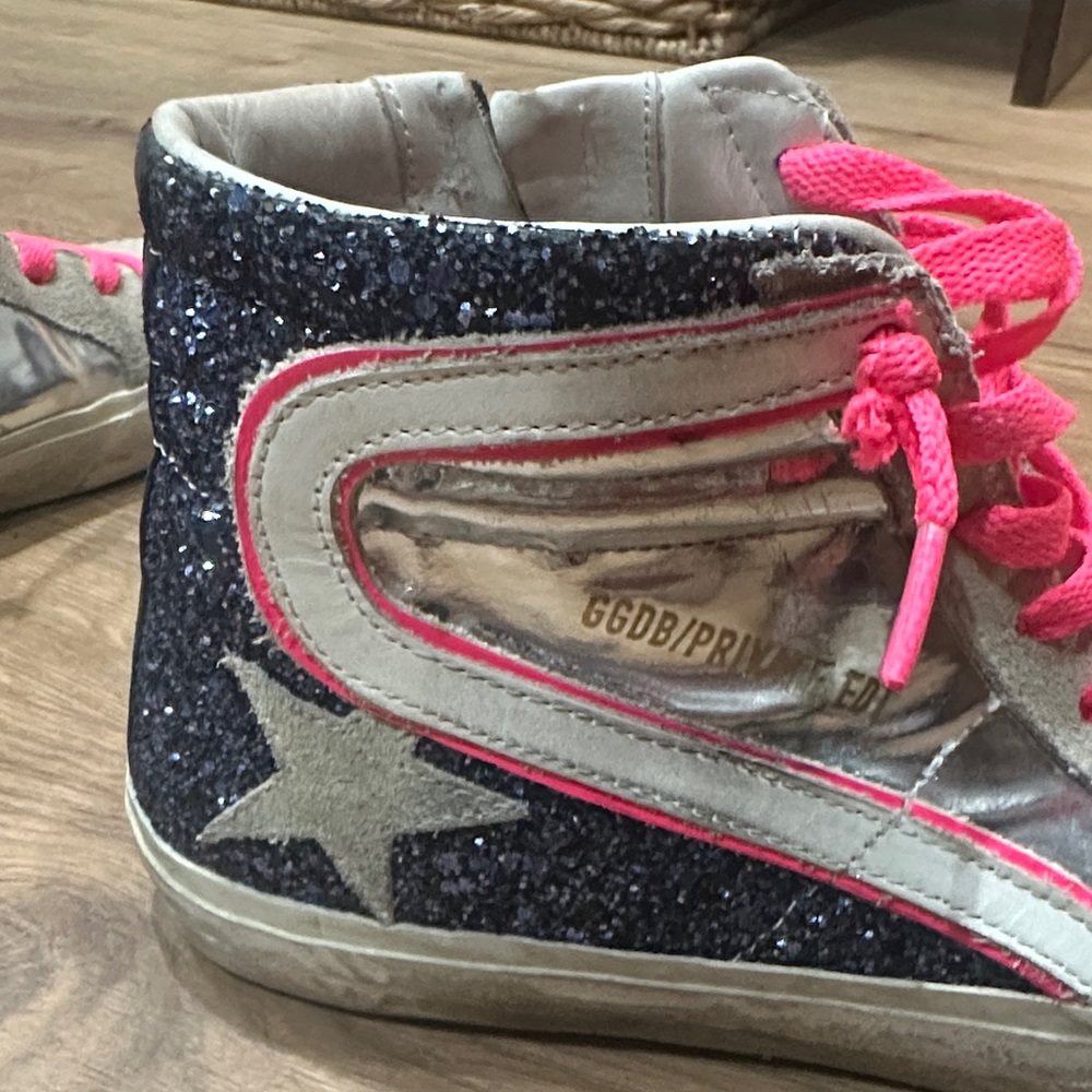 Golden Goose limited SLIDE Gray and Pink High-Top Sneakers 50/280 - Picture 12 of 14